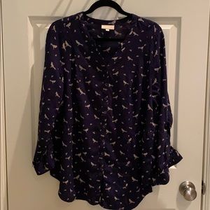 ModCloth Trusty Travel Top Navy Birds 1X